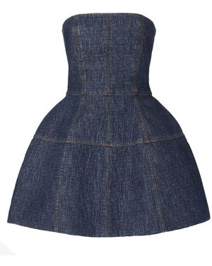 Fendi Bustier Gewatteerde Katoenen Jurk - Blauw