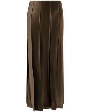 Vince Rokken ,Groen ,Rayon Plissé Midi Rok - Bruin