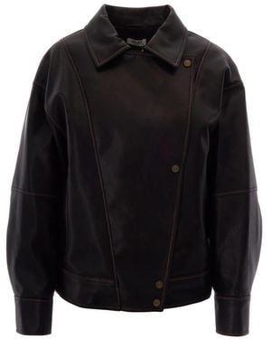 Liu Jo Jassen ,Bruin ,Leather Jassen - Zwart