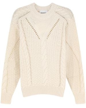 Isabel Marant Truien & Vesten ,Wol Ribbed Crewneck Cable Sweater - Wit
