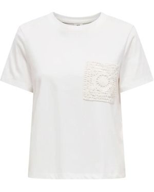 Jacqueline De Yong Jdyselma S/S Crochet Pocket Top - Weiß
