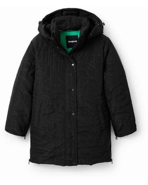 Desigual Padded Zips Coat - Zwart