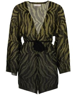 Akep Kurze Jacquard-Strickjacke - Grün