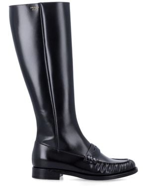 Prada Penny Hoge Laarzen - Zwart