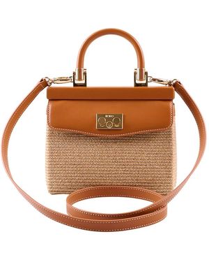 Rodo Tassen ,Bruin ,Leer Small Paris Raffia