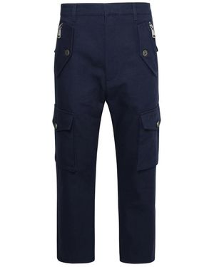 Balmain Broeken ,Blauw ,Katoen Blauwe Katoenen Broek Met Meerdere Zakken