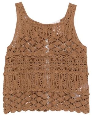Semicouture Sleeveless Tops - Brown