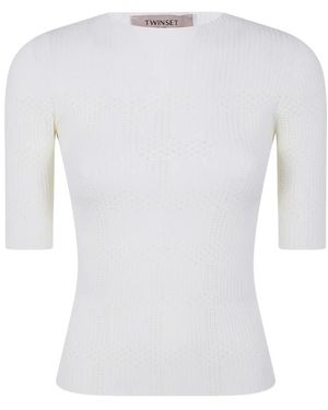 Twinset Round-Neck Knitwear - Blanco