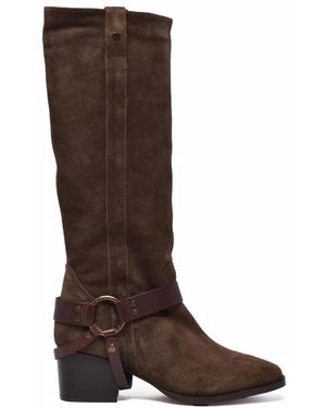Janet & Janet Cowboy & Biker Boots - Brown