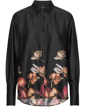 Karmamia Overhemden ,Zwart ,Leer Zwarte Bloemenblouse