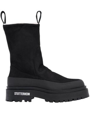 Stutterheim Chunky nubuck mid-calf wasserdichte stiefel - Schwarz