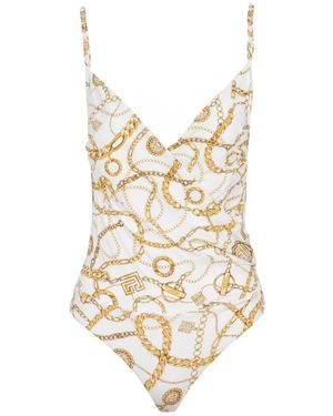 Balmain Chaines Pattern One-Piece Badpak - Metallic