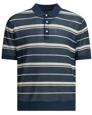 Beams Plus Gestreiftes Strick-Poloshirt - Blau