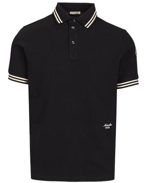 Moncler Tops ,Zwart ,Katoen Polo Shirt Van Katoenpiqué