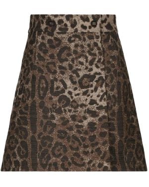 Dolce & Gabbana Gonna mini a vita alta con stampa leopardo - Marrone
