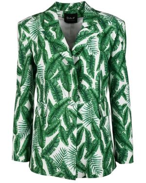 Giulia N Couture Elegante giacca in misto poliestere elastan - Verde