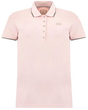 La Martina Piqué Polo Shirt Mit Lurex-Detail - Pink