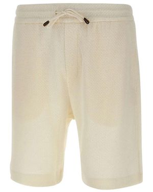 HUGO Korte Broeken ,Wit ,Katoen Knit Shorts - Naturel