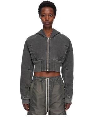 Rick Owens Jassen ,Grijs ,Katoen Hooded Cropped Flight