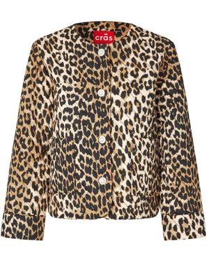 Crās Gesteppte Jacke Mit Leopardenmuster - Schwarz