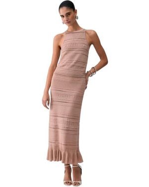 Liu Jo Openwork Flounced Midi Skirt - Roze