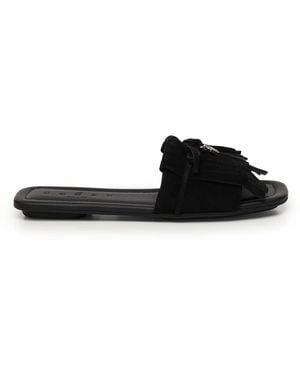 Hogan Schwarze Fransen-Sandalen