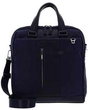 Piquadro Vertikale Laptop- Und Ipad-Tasche Blau