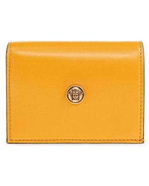 Versace Accessoires ,Geel ,Leer Emblème Leren Portemonnee
