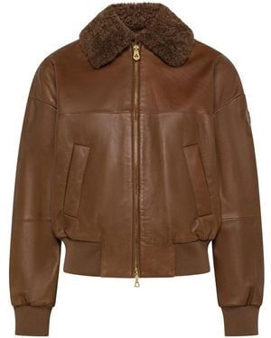 Peuterey Jassen ,Bruin ,Leer Bomber Pellicia