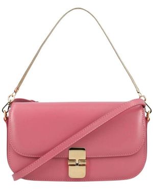 A.P.C. Rosa Leder Schultertasche - Pink