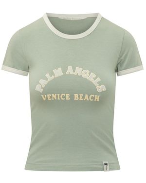 Palm Angels Tops ,Groen ,Cali Vibes Slim Tee