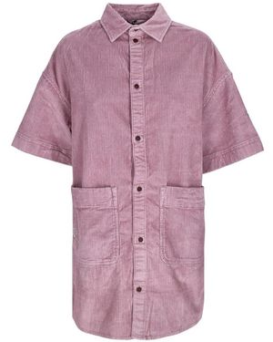 Element Samt Hemdkleid Mit Kurzen Ärmeln - Lila
