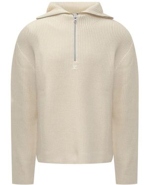 Courreges Truien & Vesten ,Wol Balaclava Wollen Trui - Naturel
