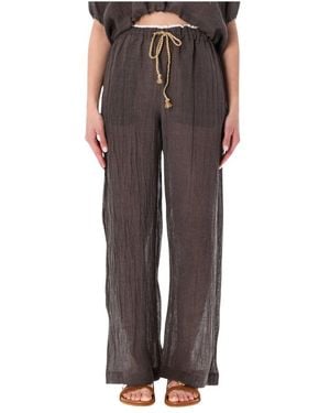 120% Lino Wide Trousers - Gris