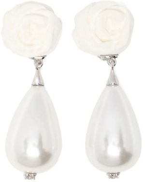 ShuShu/Tong Flower Teardrop Earrings - Wit
