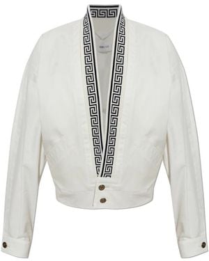 Versace Jacke Mit Markantem Griechischem Muster - Weiß