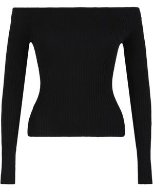 Courreges Schwarzes Off-Shoulder Rippstricktop