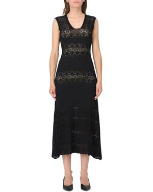 Twinset Elegante Kant Midi Jurk - Zwart