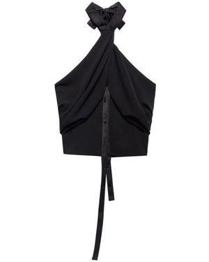 Aniye By Schwarzes Haltertop Mit Schleifendetail