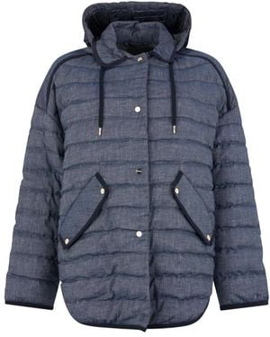Herno Jassen ,Blauw ,Denim Gewatteerd Denim Jack