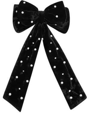 LoveShackFancy Lorna Strikje Haarspeld Met Iridescent Parels En Rhinestones - Zwart