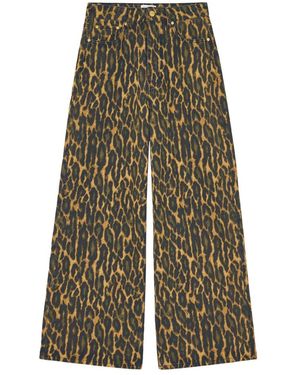 Ganni Print Denim Baggy Jeans - Grün