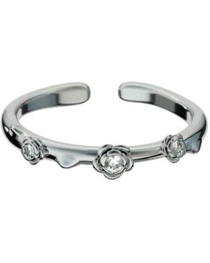 John Richmond Accessoires ,Grijs ,Ring Met Bloemmotief En Sprankelende Accenten - Wit