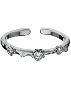 John Richmond Ring Mit Blumenmotiv Und Funkelnden Akzenten - Weiß