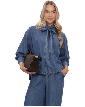 Simplee Wv-Hvy-Tencel-26-3 Blouse - Blauw