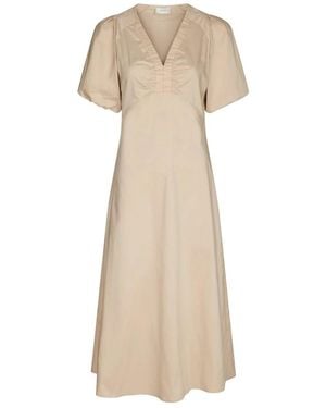 Neo Noir Kleedjes ,Katoen Illana Poplin Jurk - Naturel
