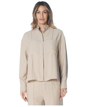 Dondup Overhemden ,Regular Shirt Met Koreaanse Kraag - Naturel