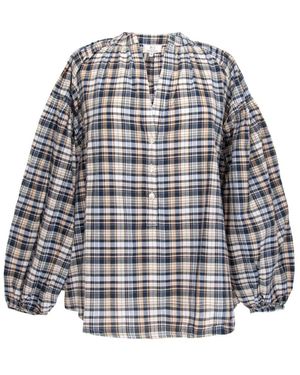 Woolrich Hemd Mit Karomuster Aus Leinenmischung - Blau