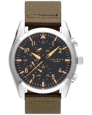 Holmen Copenhagen Accessoires ,Groen ,Tweed Adventurer Watch - Metallic