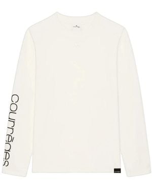Courreges Tops ,Wit ,Katoen Logo Print Long Sleeve T-Shirt